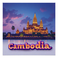 Temple cambodgien doré au crépuscule