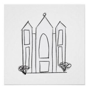 Poster Temple mormon simple moderne LDS Salt Lake City