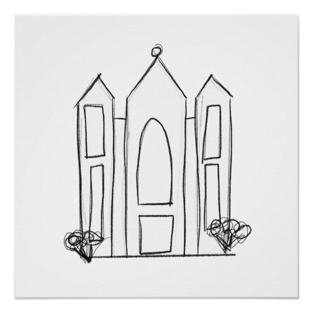 Poster Temple mormon simple moderne LDS Salt Lake City  (Devant)