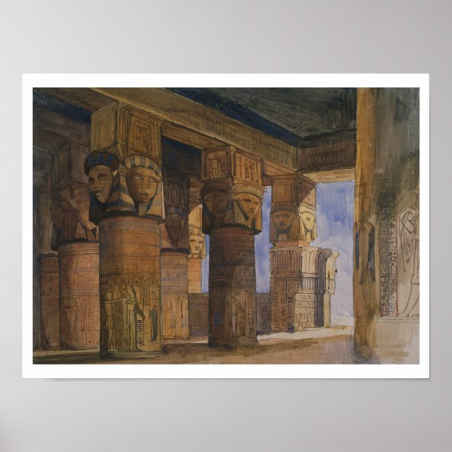 Poster Temple of Denderah, Upper Egypt (w/c on paper) (Devant)