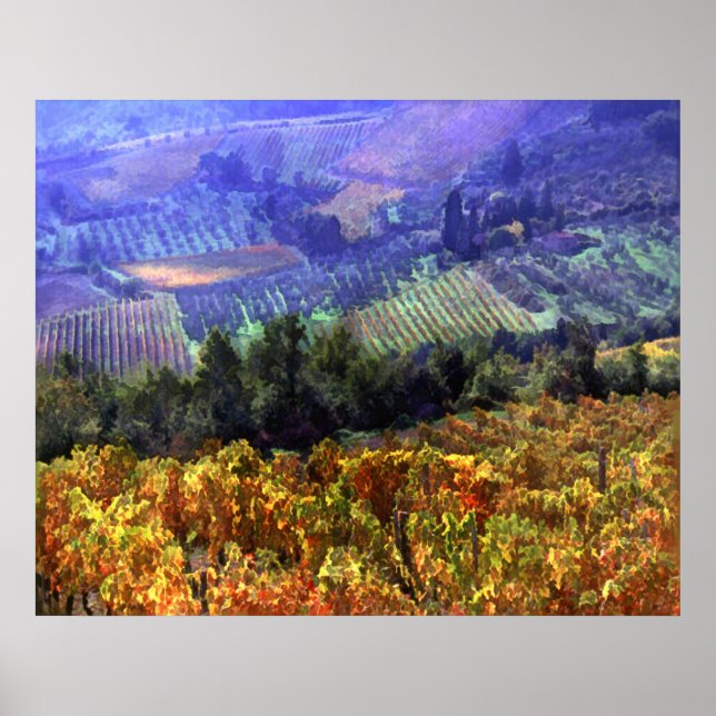 Poster Temps de récolte au vignoble (Devant)
