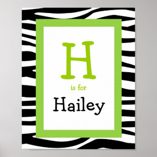 Poster Tendance Zebra Print Nursery Wall Art Name Print