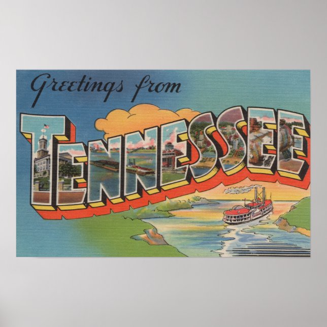 Poster Tennessee (Scène de bateau à rivière) (Devant)