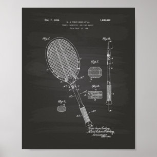 Poster Tennis Racket 1925 Patent Art Chalkboard