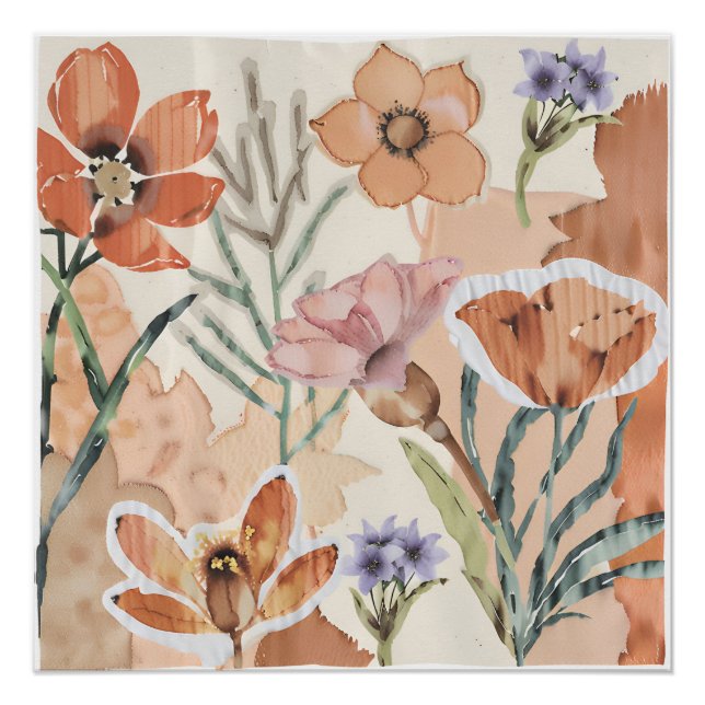 Poster Terracotta Fleur sauvage Russe Boho Mur Art (Devant)