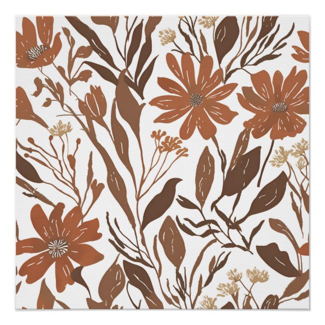 Poster Terracotta Fleur sauvage Russe Boho Mur Art (Devant)