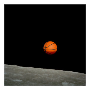 Poster terrain de basket de l'univers lune