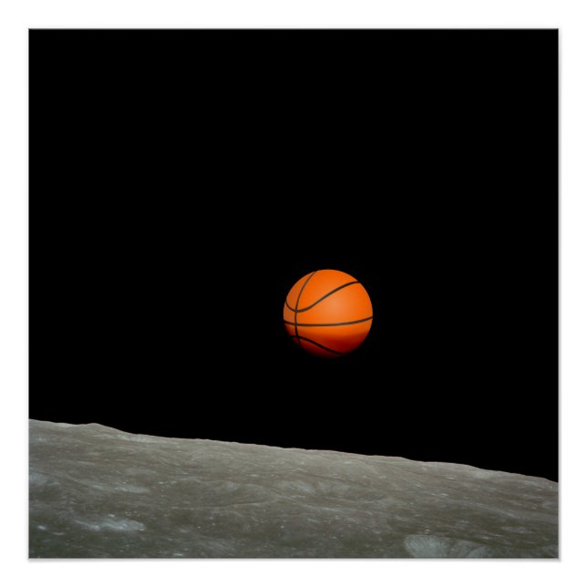 Poster terrain de basket de l'univers lune (Devant)