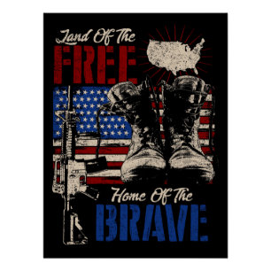Poster Terre de la patrie libre des courageux