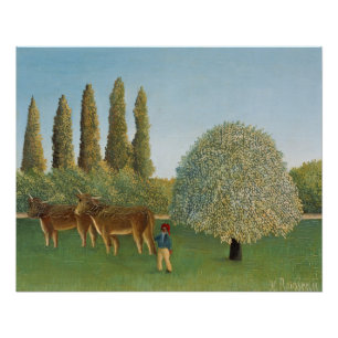 Poster Terre de prairie (Le Pâturage), Henri Rousseau, 19
