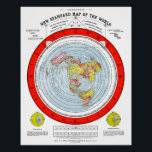 Poster Terre plate Carte standard du monde T Chemise<br><div class="desc">Terre plate Carte standard du monde T Chemise</div>