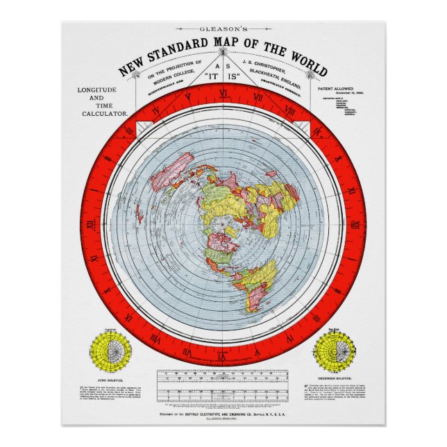 Poster Terre plate Carte standard du monde T Chemise (Devant)