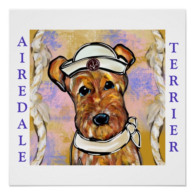 POSTER TERRIER AIREDALE   (Devant)