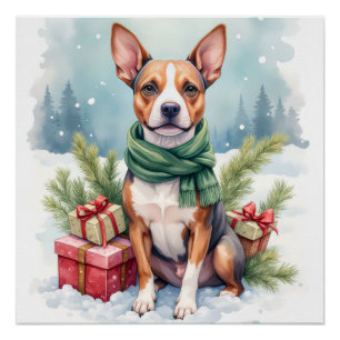 Poster Terrier Amstaff Aquarelle Rustique