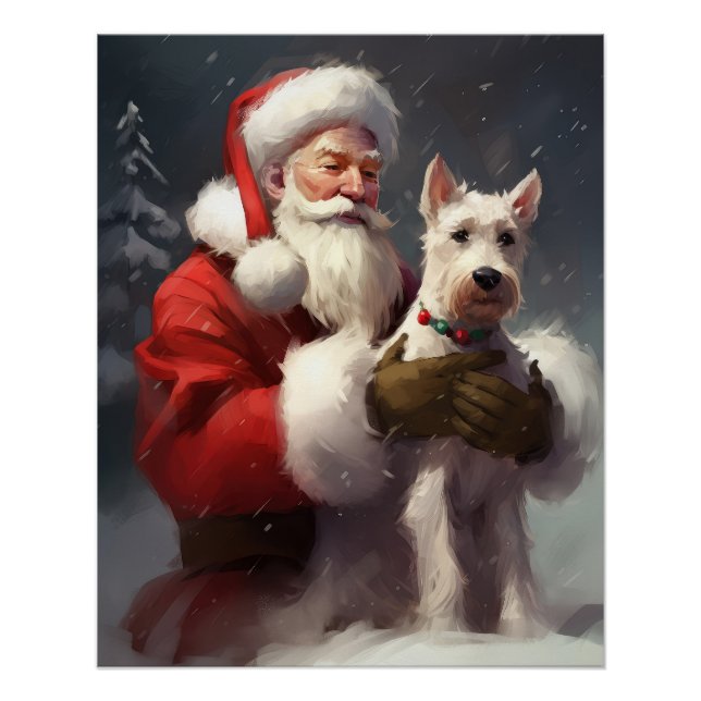 Poster Térrier Fox à fil Saint-Nicolas Festif Noël (Devant)