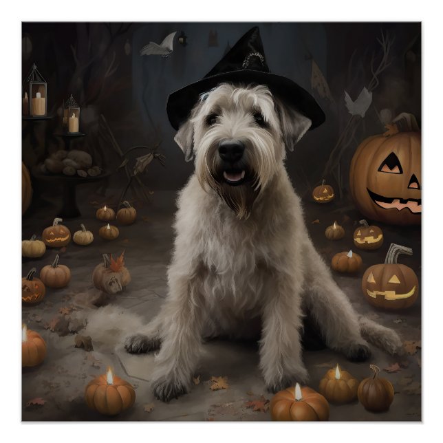 Poster Térrier Irlandais Citrouilles Halloween Épouvantab (Devant)
