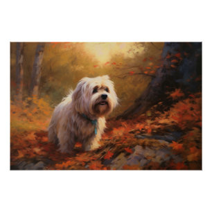 Poster Terrier tibétain à l'automne Feuilles automne Insp
