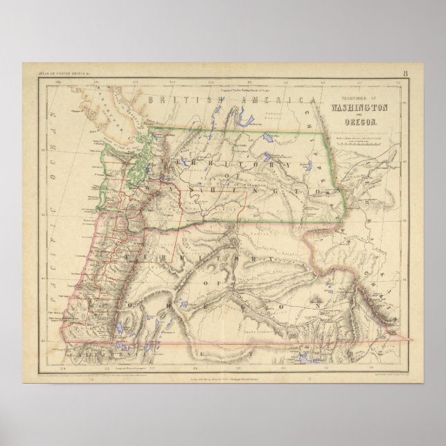 Poster Territoires de Washington et de l'Oregon (Devant)