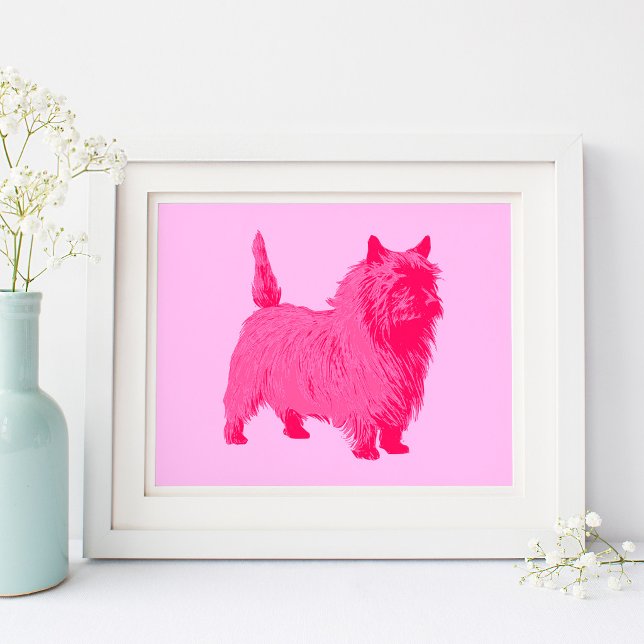 Poster Tervueren de style moderne rose (Modern Style Pink Cairn Terrier Poster)