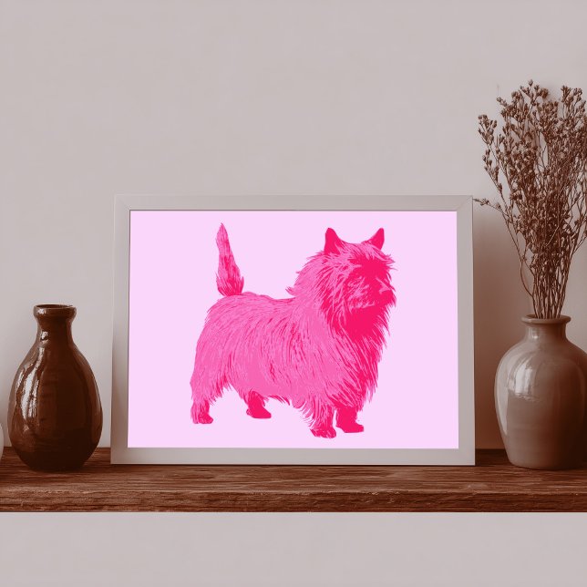 Poster Tervueren de style moderne rose (Modern Style Pink Cairn Terrier Poster)