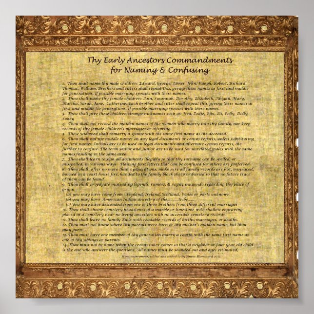 Poster Tes Commandements des premiers ancêtres - Version  (Devant)