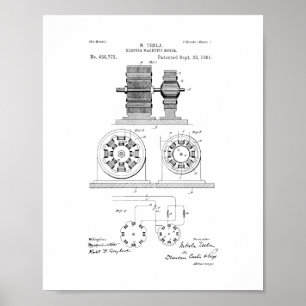 Poster Tesla Electro Magnetic Motor Patent