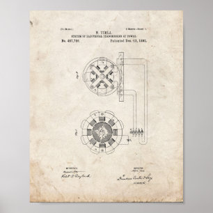 Poster Tesla System Of Electrical Transmission Patent - O