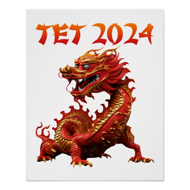 Poster Tet 2024 Année du Nouvel An dragon vietnamien (Devant)