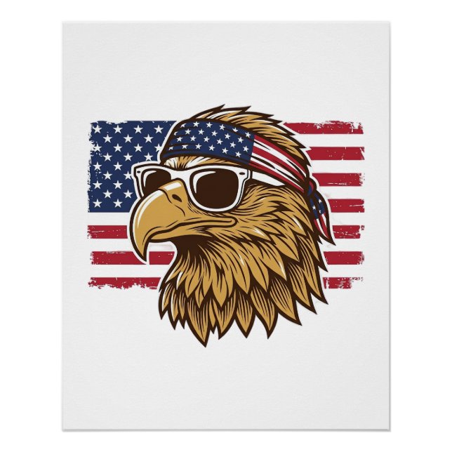 Poster Tête d'aigle patriotique Gravure vintage Graphique (Devant)