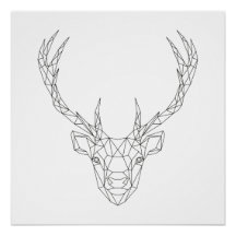 Tête de cerf Géométrique Noir & Blanc Art Moderne