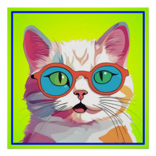 Poster Tête de chat Portant des lunettes Clipart