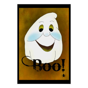 Poster Tête de Fantôme à l'Ancienne Mode Boo
