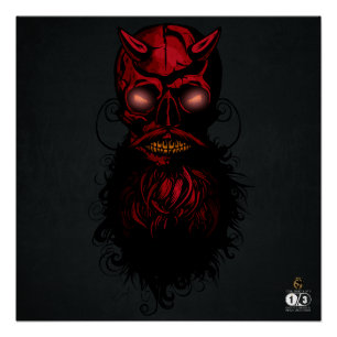 Poster Tête de mort hipster crane de diable skulls