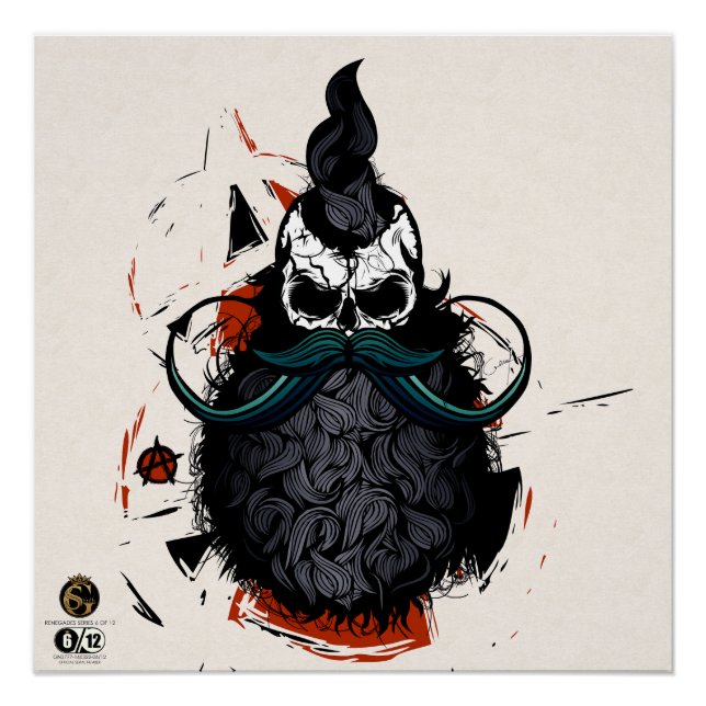 Poster Tête de mort hipster skulls punk anarchiste (Devant)