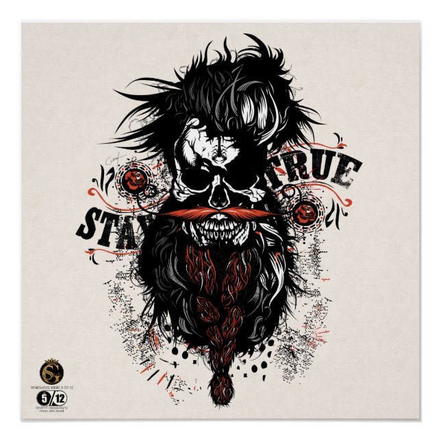 Poster Tête de mort hipster skulls stay true (Devant)