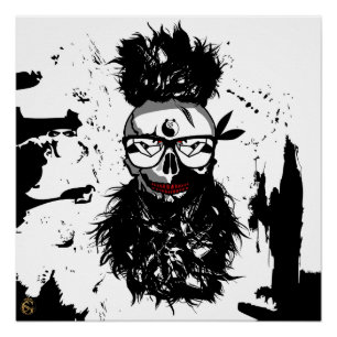 Poster Tête de mort punk hipster G-skulls crâne da panda