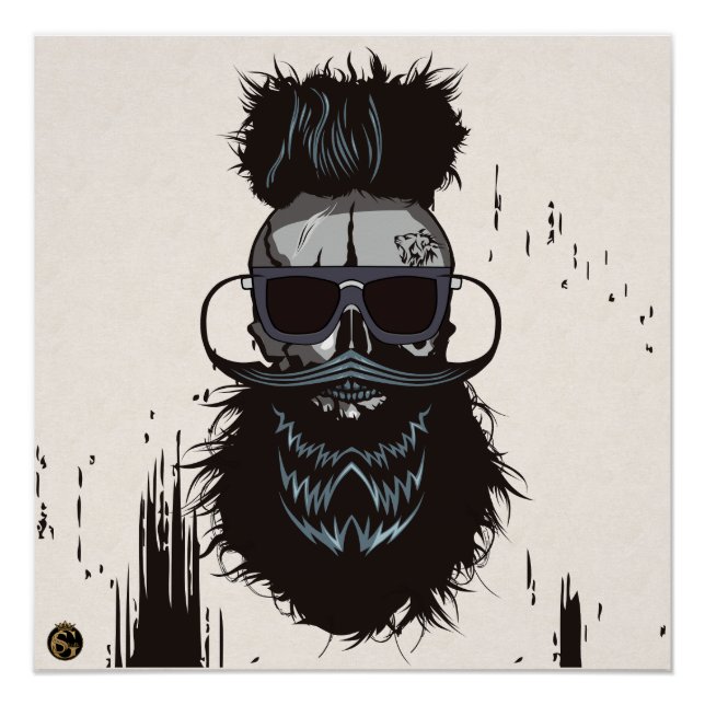 Poster Tête de mort punk hipster G-skulls crâne lion (Devant)