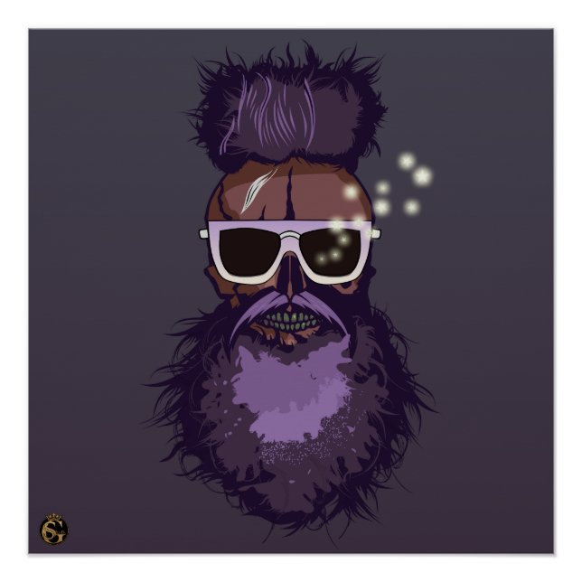 Poster Tête de mort punk hipster G-skulls crâne rêveur (Devant)