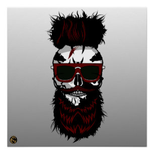 Poster Tête de mort punk hipster G-skulls crâne wolf