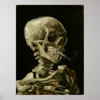 Poster Tête de squelette avec cigarette de Van Gogh