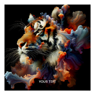 Poster Tête de tigre abstraite fantaisiste mignonne