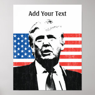 Poster Texte de coutume de drapeau américain de Donald