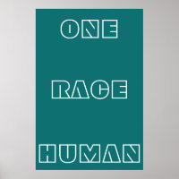 Poster texte de la citation humaine Green One Race
