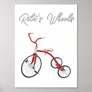Poster texte du panier Vintage Roue Tricycle rouge