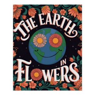 Poster Texte inspirant aux fleurs colorées