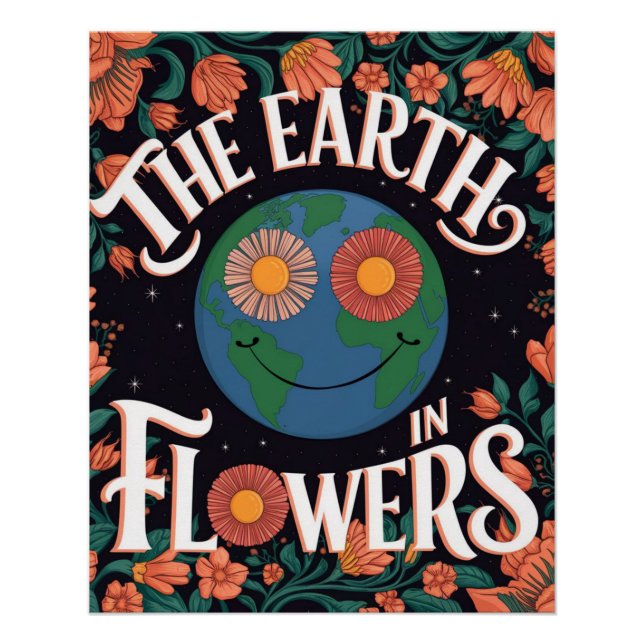 Poster Texte inspirant aux fleurs colorées (Devant)