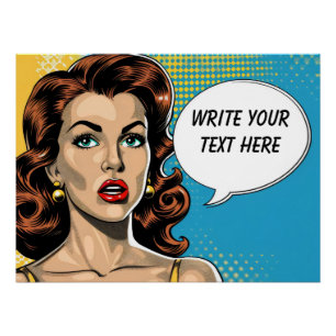 Poster Texte personnalisé de la femme rétro