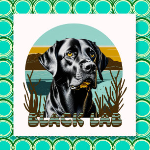 Poster Texte Vintage Black Labrador Retriever
