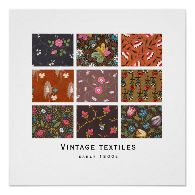 Poster 'Textiles Vintages' | 1800s designs (Devant)