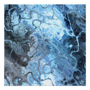 Poster Texture fluide de marbre bleu et gris abstrait